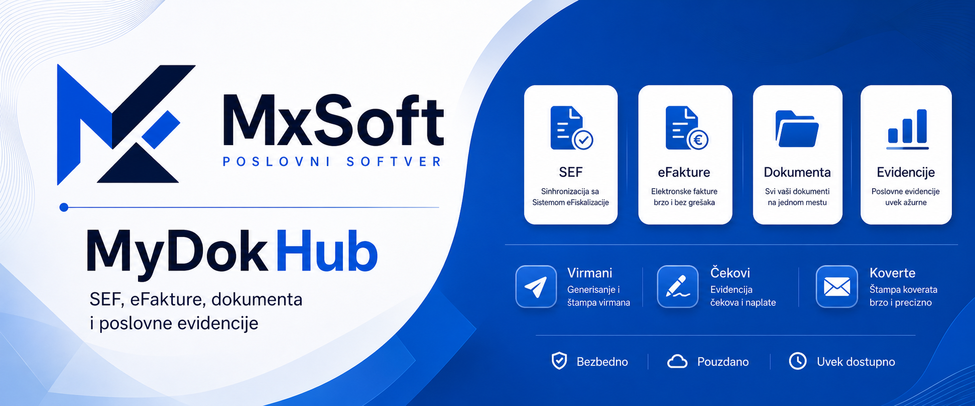 MxSoft logo, MyDokHub i poslovni softver