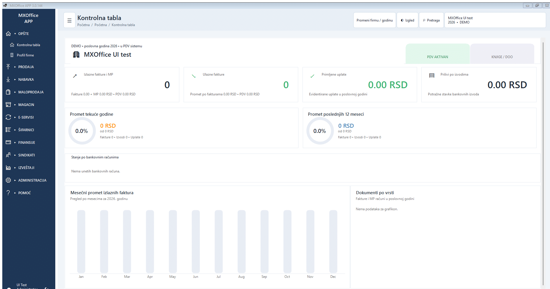 MXOffice APP kontrolna tabla